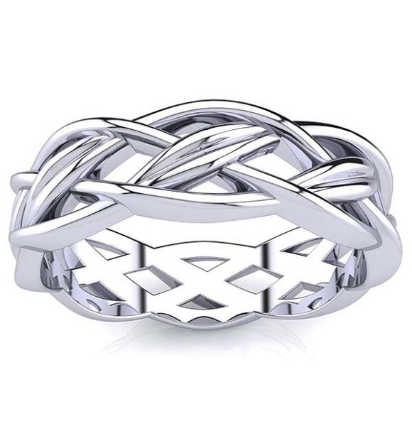 Lotus Celtic Braided Ring-White -10K