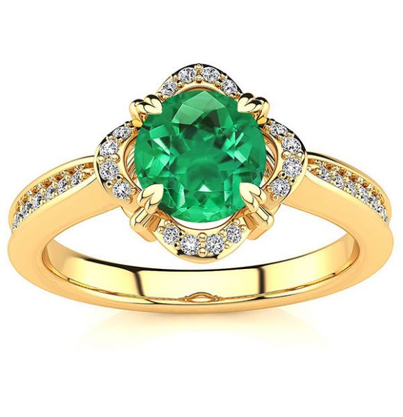 Luna Emerald Ring-Yellow Gold-10K