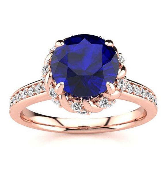 Sultana Blue Sapphire Ring-Rose Gold-10K