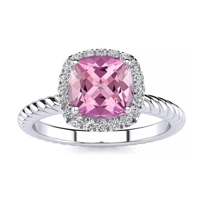 Mis timer Werkgever 2.00ct Cushion Pink Tourmaline and Diamond Halo Engagement Ring, October  Birthstone Ring,Cocktail Ring, Promise Ring White Gold, Rose Gold. Yellow